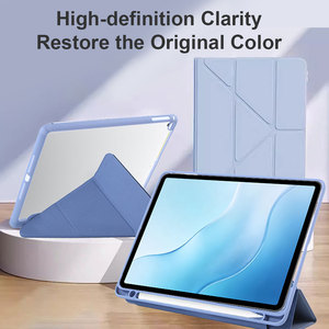 Funda transparente Laudtec de cuero PU plegable en Y para iPad Pro 11/12.9 - Funda transparente de cuero PU plegable en Y con soporte, función de activación/desactivación automática y ranura para lápiz - Product Image 1