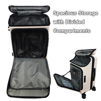 Valise rigide ABS+PC à ouverture frontale de 22 pouces, chariot en alliage d'aluminium, double serrure TSA 360° °   Valises à roulettes pour voyages d'affaires