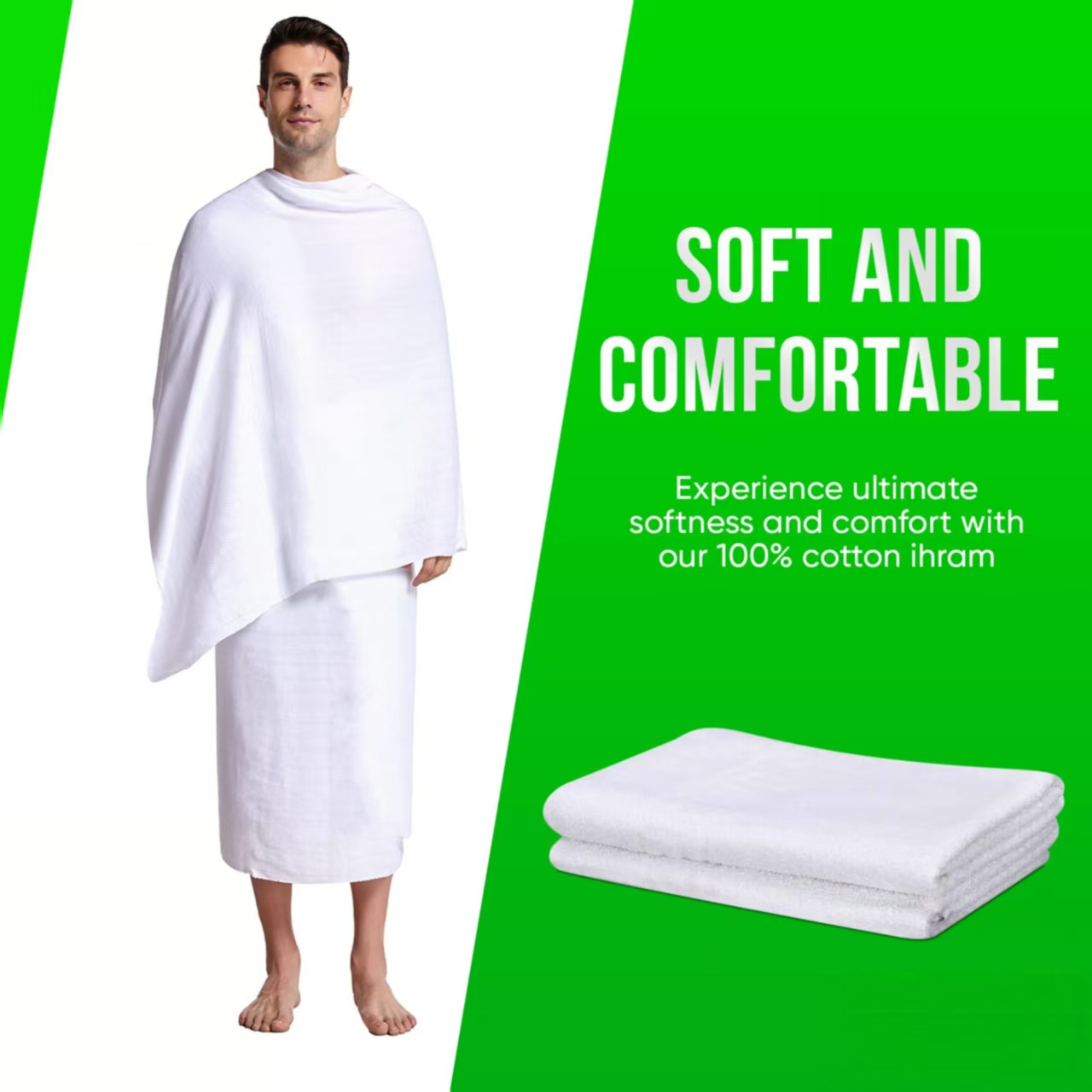 Купить Стандартный класс Ihram из чистого хлопка, изготовленный высококачественным Ihram для хаджа и умры, полотенце