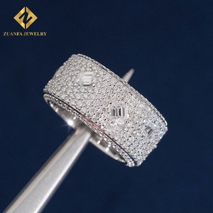 ZUANFA JEWELRY New Arrive Iced Out Micro Setting Wide Eternity Band <b>Ring</b> Custom Moissanite <b>Ring</b> Hip Hop Style <b>Men</b> - Product Image 2