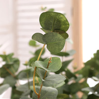 Tanaman Buatan Daun Eucalyptus Simulasi Multi-Head, Cabang Tunggal dan Ganda, Dekorasi Daun Uang untuk Hari Ibu dan Tahun Baru