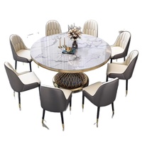Ensemble de table à manger ronde de luxe moderne Meubles de maison élégants avec marbre artificiel en acier inoxydable pour le salon et l'hôtel
