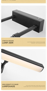 Modern Aluminum <b>Wall</b> Lamp LED Touch Control Dimmable 4100K Neutral White Bathroom <b>Lighting</b> Surface Mounted Black Rectangular - Product Image 4