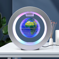 Globo Terráqueo Magnético Levitante con Luz LED de 3 Pulgadas, Mapa del Mundo Giratorio de Plástico, Lujoso y Moderno para Decoración del Hogar u Oficina, Regalo