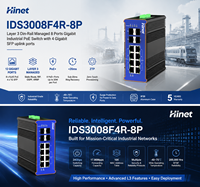 Commutateur PoE industriel géré Hinet Layer 3, 12 ports Gigabit Ethernet, 4x Gigabit SFP Uplink, 24 Gbps, 240 W, rail DIN EN50155, réseau