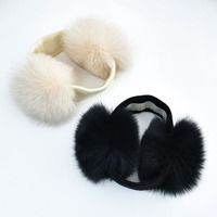 Bandeau d'hiver à pompon en fourrure de renard véritable pour femmes, chaud, nouveau style, large et moelleux, avec baseball