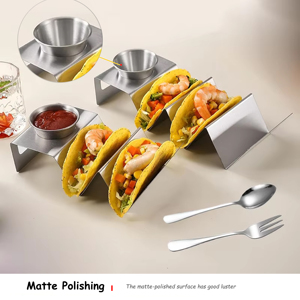 Factory Custom Stainless Steel Taco Tray with Sauce Cup Metal Taco Holder for Restaurant Home - Product Image 6