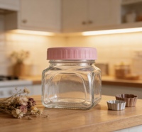Botol Penyimpanan Kaca Kedap Udara Sishang Kitchen dengan Tutup Plastik 500ml untuk Kacang, Permen, Madu & Acar
