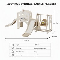 Ensemble de jeu multifonctionnel pour enfants en intérieur, château, toboggan, balançoire, charge maximale 80 kg, adapté aux enfants de 1 à 8 ans.