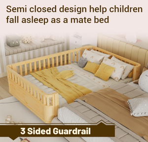 Letto per bambini a grandezza naturale con sponde, divano letto in legno per bambini con sponde di sicurezza rimovibili e angoli arrotondati - Product Image 4
