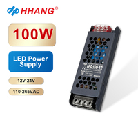 Alimentation à découpage ultra-mince 100W 12V 24V IP20 pour intérieur, avec double driver LED, boîtier en aluminium pour profilés de bandes lumineuses