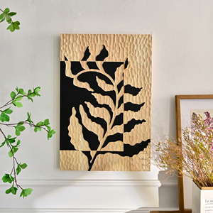 Décoration murale en bois sculpté rectangulaire rustique avec motif floral pour la maison, idéale pour le salon - Product Image 5