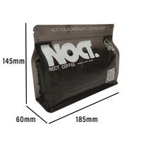 Sachet de café à fond plat bleu sarcelle foncé avec valve, fermeture éclair et fenêtre transparente, imprimé sur mesure, pour emballage de grains entiers