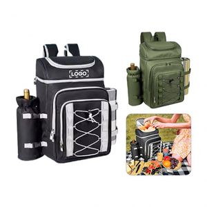 Picnic Basket <b>Backpack</b> for 4 Person with Blanket, Insulated Leakproof <b>Cooler</b> Compartment, Wine Holder, Cutlery Set - Product Image 2