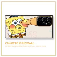 Nouvelle coque de téléphone portable Yabta Cartoon Electroplate étanche pour S21/S22/S23 Ultra, antichoc, en silicone, avec motif Bob l'éponge, compatible avec la recharge sans fil