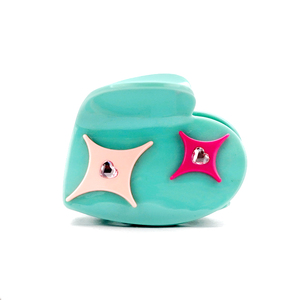CANYUAN Pinces à cheveux pour femmes en acétate de haute qualité, forme de cœur bleu, 6,3 cm, avec strass, mignonnes et tendance, avec logo personnalisé - Product Image 5