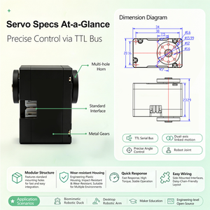 Kit Microduck 1910-C001, Servo de Bajo Costo sin Núcleo, TTL Serial Bus, 360° Eje Doble para Proyecto de Código Abierto Hugging Face, Articulación Biónica - Product Image 3