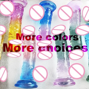 LeXiang - Dildo de Cristal de Gelatina Colorido de 7.5 Pulgadas, Estimulador de Punto G para Masturbación, Juguete Sexual para Adultos - Product Image 1