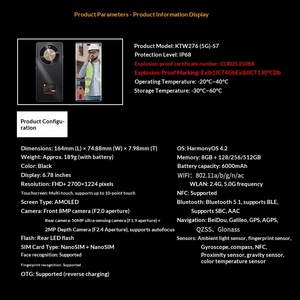 Pour Enjoy 70X, téléphone mobile antidéflagrant certifié Ex, réseau 5G, HarmonyOS, Octa Core, IP68 - Product Image 4