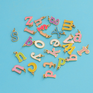 Colgante de abalorios de letras minúsculas A-Z <span class=keywords><strong>con</strong></span> caída de aceite para hacer joyas personalizadas DIY - Product Image 4