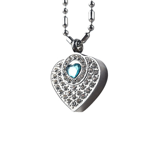 Collar de Salud Bioenergético Cuántico con Colgante de Cristal Azul en Forma de Corazón, Acero Inoxidable 304, Venta al Por Mayor de Fábrica ECAMAZ - Product Image 4