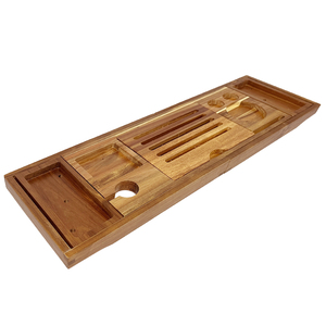 Bathroom Luxury Black <strong>White</strong> Natural Wood Bamboo Bathtub Caddy Expandable <strong>Bath</strong> Tub <strong>Tray</strong> with Extending Side for <strong>Bath</strong> - Product Image 4