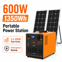 Power Bank Gelombang Sinus Murni 600W 1350wh LiFePO4 Power Station Input Panel Surya MPPT DC5521 USB-C PD Pengisian Cepat Suplai Luar Ruangan