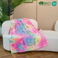 Couverture Polaire Sherpa Imprimée Tie-Dye Animaux de Dessin Animé, Imperméable, Quatre Saisons, Douce et Moelleuse, pour Lit, Canapé, Textile de Maison, Vente en Gros, Personnalisable