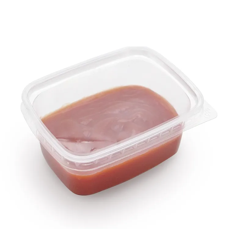 Caja de plástico transparente desechable para salsa de tomate, embalaje para comida, 250ml