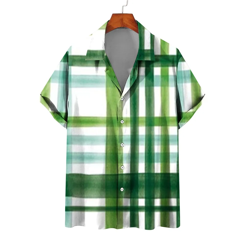 アロハシャムロックシャツ聖パトリックの日クローバーグラフィックアロハハハワイアンメンズシャツ3Dプリントブラウスカジュアル原宿シャツ