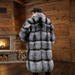 Veste en fourrure de renard véritable pour homme, vente en gros, hiver, chaude, imperméable, réversible, pleine fourrure, longue, coupe-vent, grand col - Product Image 3