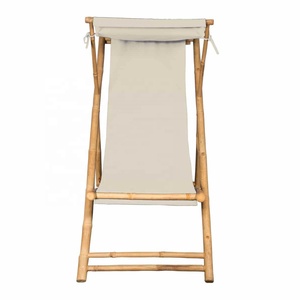 Chaise longue pliable d'été de haute qualité, avec auvent <span class=keywords><strong>amovible</strong></span>, cadre en bambou, chaises de plage en bois à 4 Positions - Product Image 4