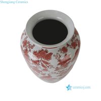 RXEM02-F Botol Melon Musim Dingin Berlapis Kaca Merah Bermotif Pohon Kelapa, Bunga, dan Daun