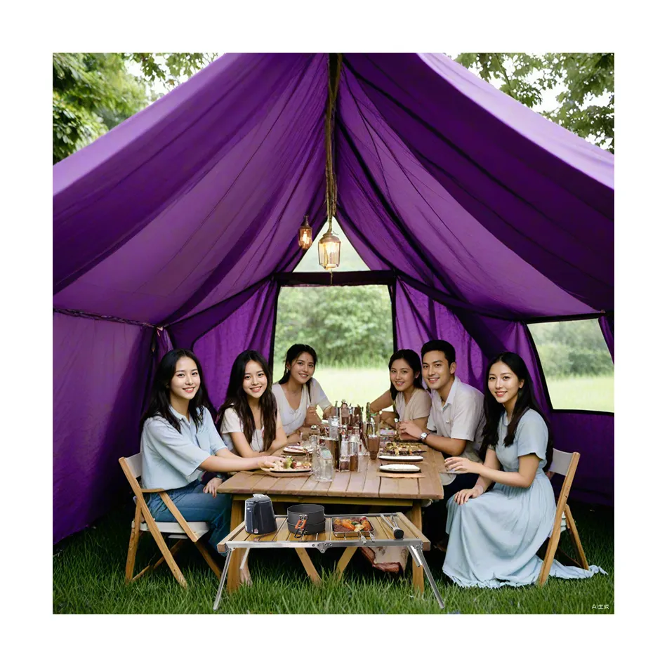Jeu Nail Mini Wood Camp 2 Tier Réglable en Hauteur Portable Camping Cuisine Extérieur Table à Manger Pliable