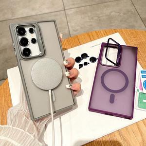 Samsung S25 için mat siyah TPU manyetik arka kapak isı dağılımı Ultra S24 Ultra cep telefonu kılıfı Metal kamera standı Lens - Product Image 4