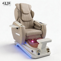 Fauteuil de massage électrique de luxe moderne pour salon de manucure et pédicure, avec spa pour les pieds, en cuir synthétique