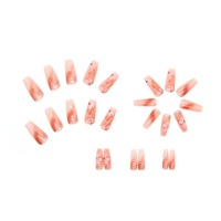 Lot de 24 faux ongles en ABS, formes amandes, réutilisables, pour manucure, avec colle, motifs papillon
