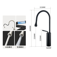 Robinet de cuisine à 2 fonctions avec valve en céramique rotative, montage sur plan, en acier inoxydable 304, eau chaude/froide, forme goutte d'eau, pour usage hôtelier