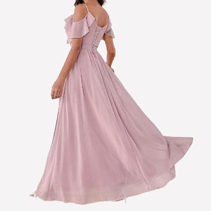 Di alta qualità off spalle rosa festa di nozze sera chiffon damigella d'onore <span class=keywords><strong>abiti</strong></span> lunghi <span class=keywords><strong>per</strong></span> le donne - Product Image 4
