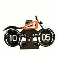 Horloge à bascule créative pour moto, horloge de table de style locomotive rétro, ornement de décoration intérieure unique