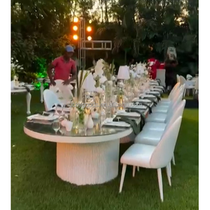 CZ210511-32 New Model Elegant Modern Crystal Mirror Glass Top Gold Stainless Steel Cake <strong>Table</strong> Wedding with White Base - Product Image 6