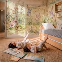 Art Déco Peter Rabbit Wildflower Impression par transfert thermique Personnalisable Murale murale Mignonne Poule Champêtre Campagne Chambre d'enfant