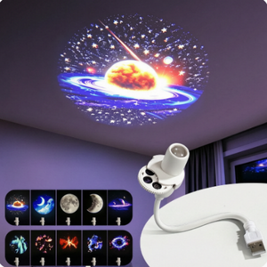 Lámpara <span class=keywords><strong>Proyector</strong></span> de Cielo Estrellado USB, <span class=keywords><strong>Proyector</strong></span> de Luna, Lámpara Nocturna Giratoria con Diapositivas Planetarias para Dormitorio, Auto - Product Image 1