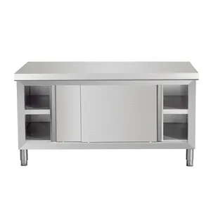 Super Quality SUS 304 Stainless Steel Kitchen Workbench With Cabinet