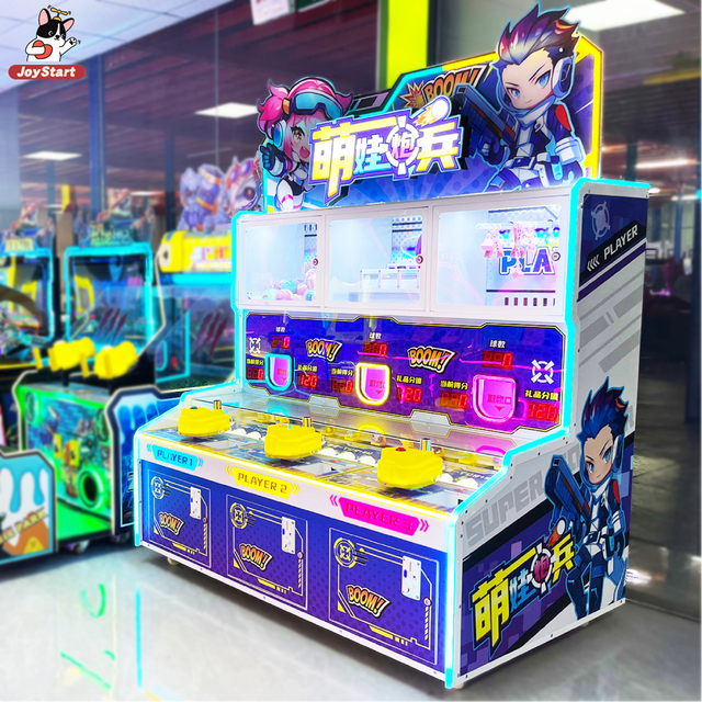 3-Person Battle Fun Professional Kids Small Shooting Machine Interactive Wooden Plastic Box 1 Year Warranty Coin Operated