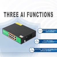 Prix usine 250m étendre 10/100M 8 commutateur POE Port 2 Gigabit 48V pour commutateur Ethernet de caméra IP