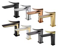 Grifo de Lavabo de Latón Moderno de Alta Calidad, Grifo de Cobre de un Solo Orificio para Lavabo, Grifo de Agua Fría y Caliente para Lavabo