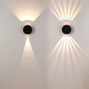 Luminária de parede solar à prova d'água para exterior montada para cima e para baixo, novo design, luminária de parede moderna para exterior
