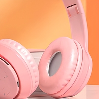 Headphone Wireless BT P47M Telinga Kucing Lucu LED Lipat untuk Anak, Earphone Stereo Olahraga dengan Peredam Kebisingan Aktif, Daya Tahan 10-15 Jam