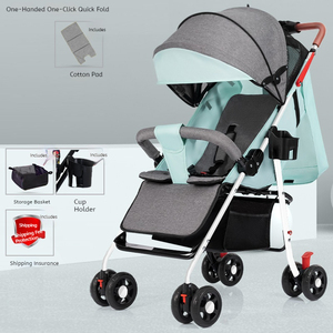 Cochecito <span class=keywords><strong>de</strong></span> bebé <span class=keywords><strong>de</strong></span> lino <span class=keywords><strong>de</strong></span> cuatro ruedas <span class=keywords><strong>para</strong></span> niños, carrito plegable ligero con función <span class=keywords><strong>de</strong></span> sentarse y acostarse, coche con un clic - Product Image 4